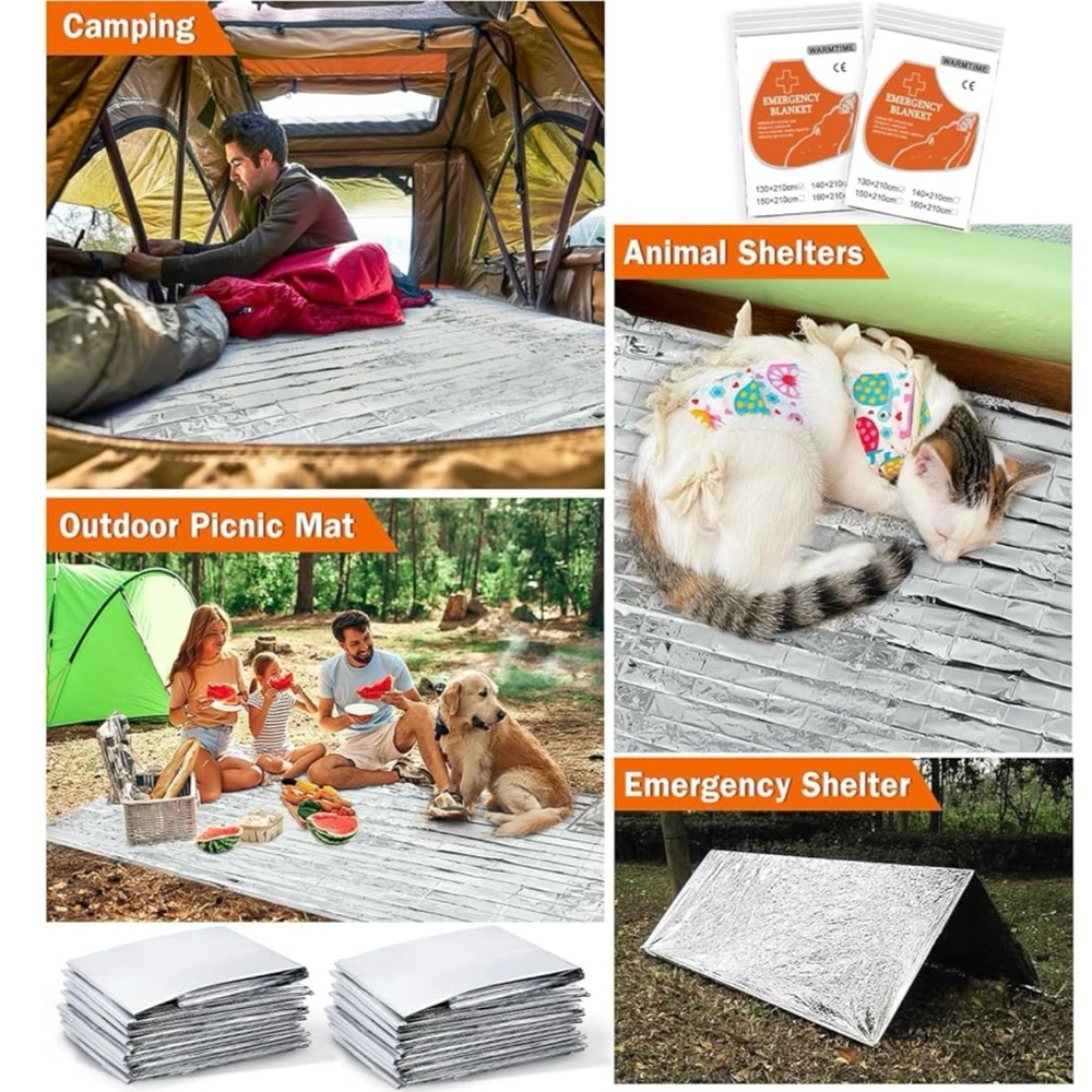 4x Emergency Mylar Thermal Blanket for Survival First Aid Kits Outdoors Travel - Picture 6 of 10